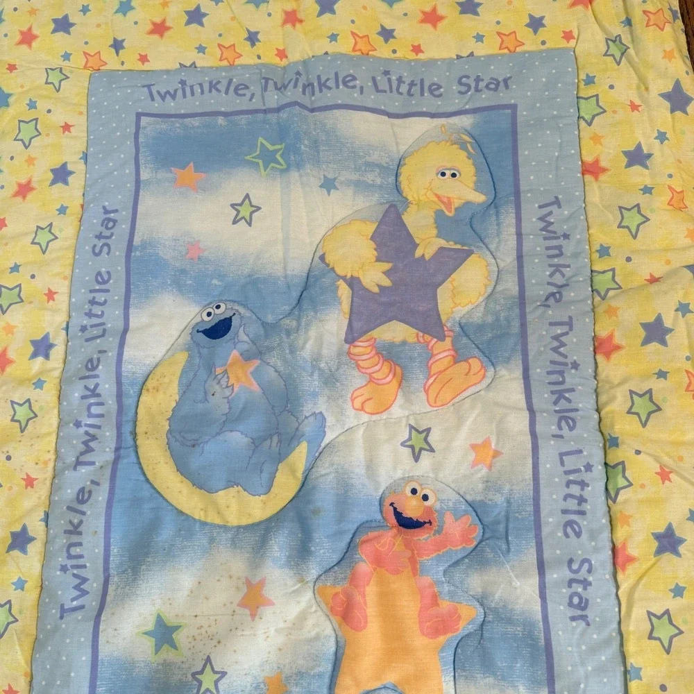 Rare Sesame Street Twinkle Little Star Baby Blanket Crib Comforter Quilt Vtg‎